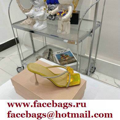 Mach  &  Mach Heel 9.5cm Crystal and Rose Flower Mules Gold 2022
